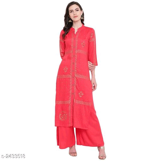 Eashita Stylish Red Printed Kurta Set