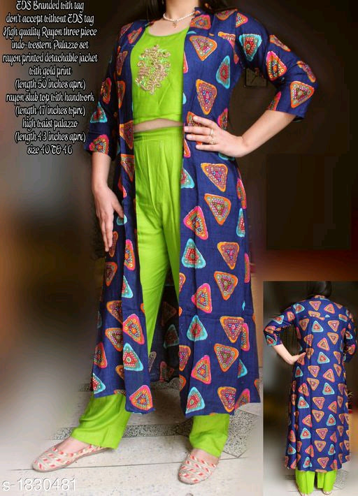 Beautiful Rayon Green Kurta Sets