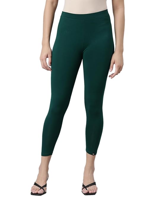 Green Skinny Fit High Ankle Length Leggings