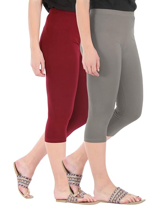 Combo Pack of 2 Skinny Fit 3/4 Capris Leggings