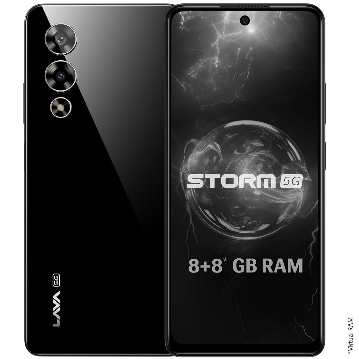 Lava Strom (Thunder Black, 128 GB)  (8 GB RAM)