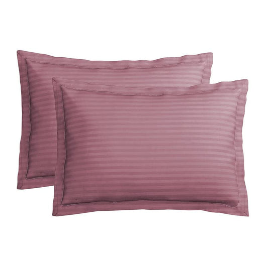 Seasons Pure Cotton Satin Stripes Pillow Cover Set of 2 Pcs,Onion