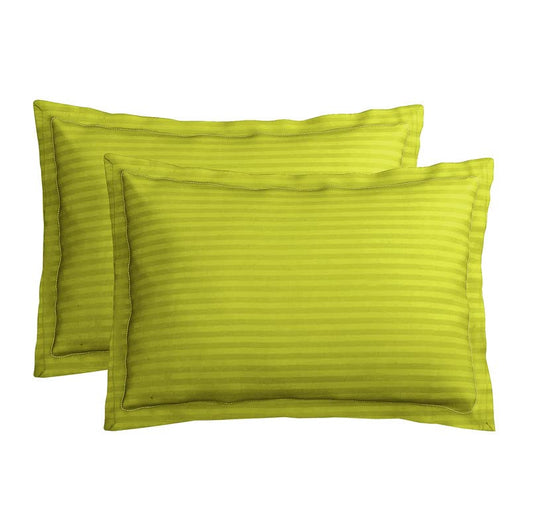 Seasons Pure Cotton Satin Stripes Pillow Cover Set of 2 Pcs,Parrot