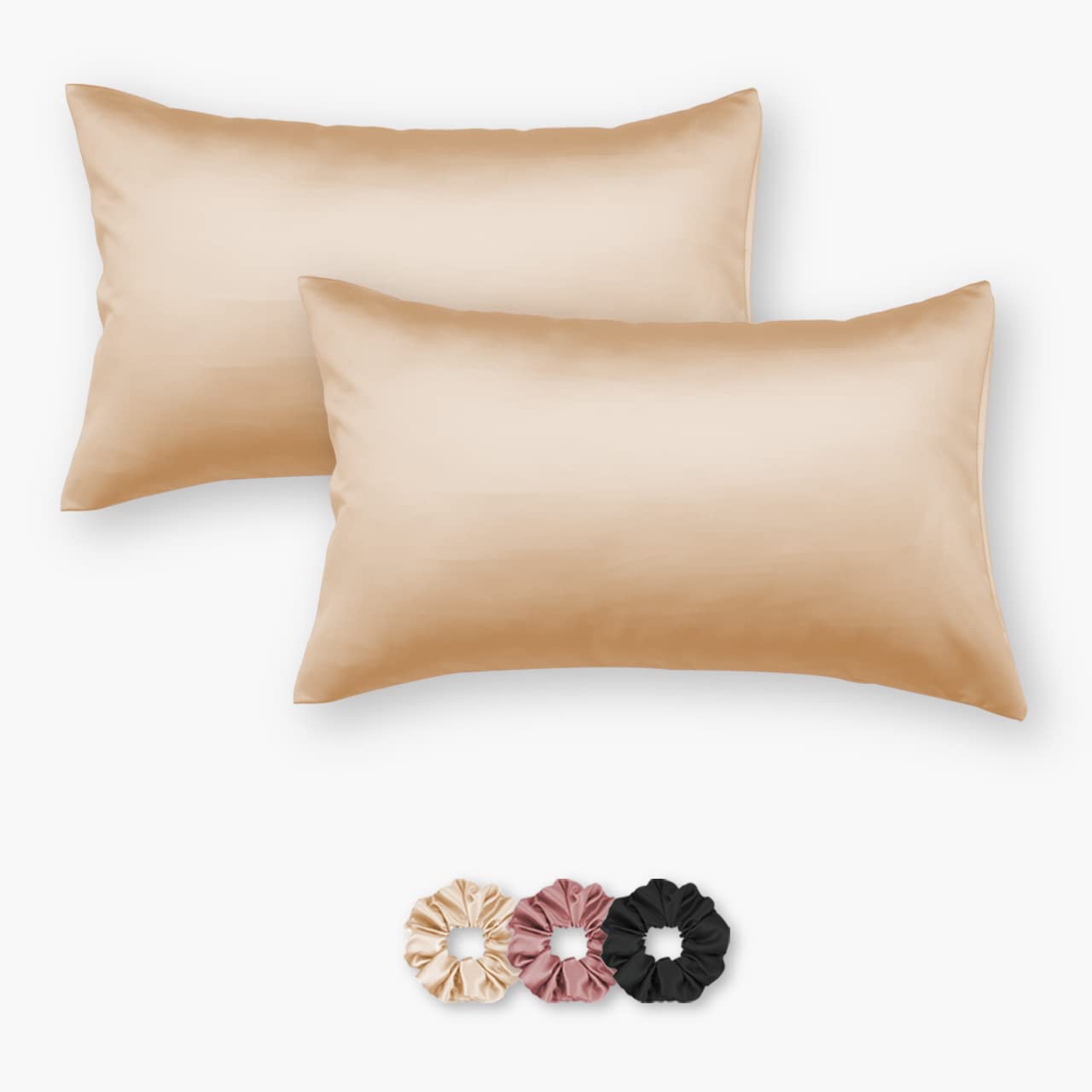 Seasons Satin Silk Pillowcases with Envelope Closure Set of 2, Dark Grey