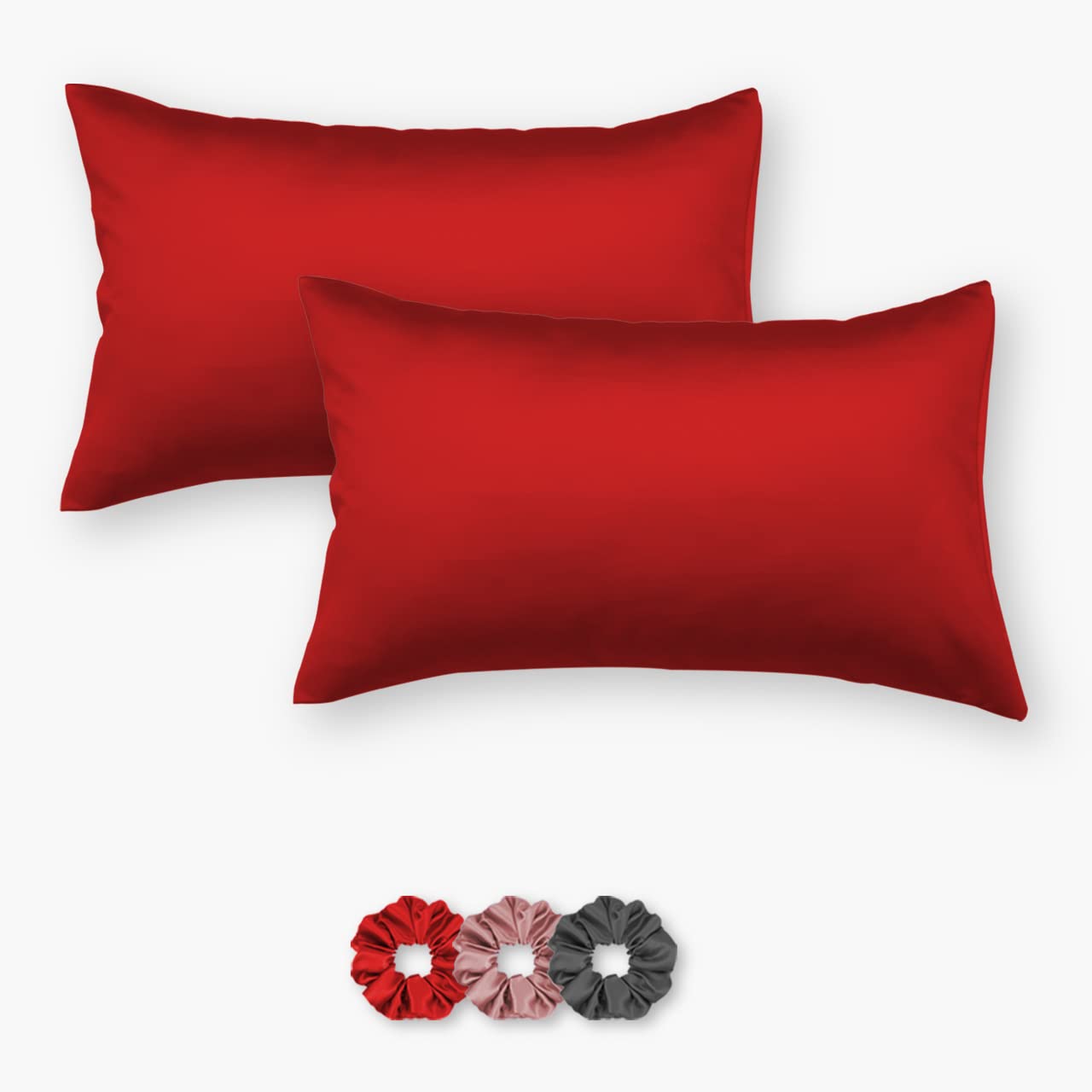 Seasons Satin Silk Pillowcases with Envelope Closure Set of 2, Red