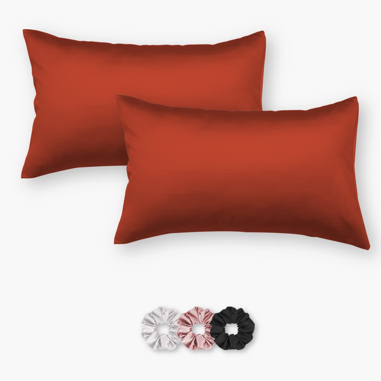 Seasons Satin Silk Pillowcases with Envelope Closure Set of 2, Rust