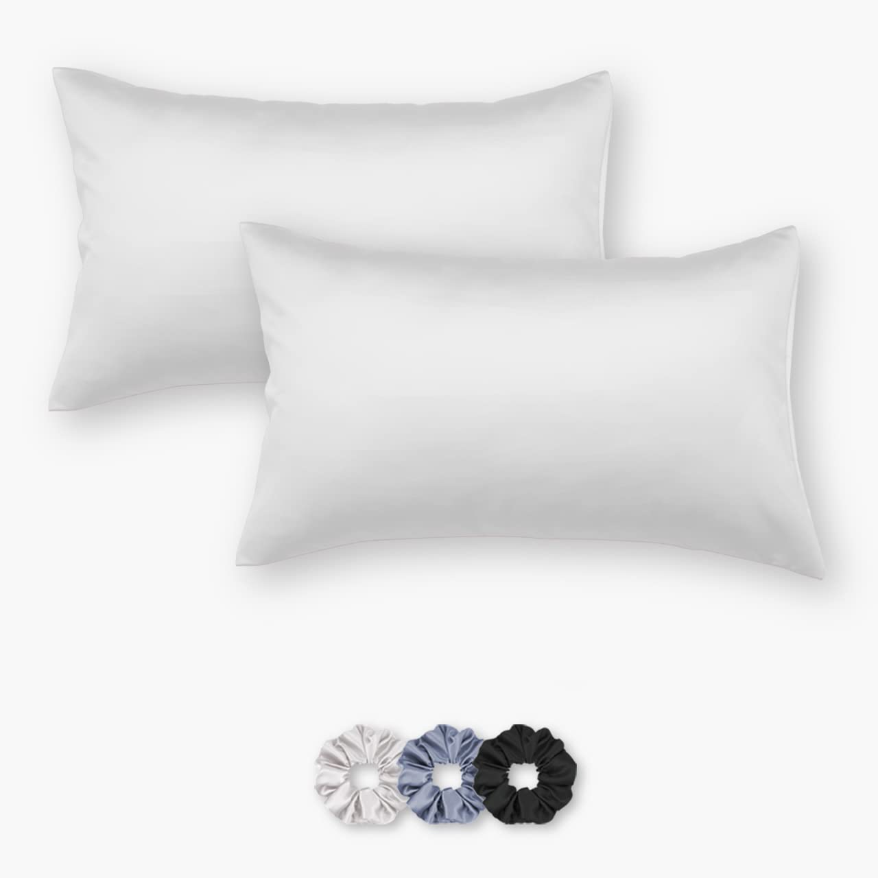 Seasons Satin Silk Pillowcases with Envelope Closure Set of 2, White