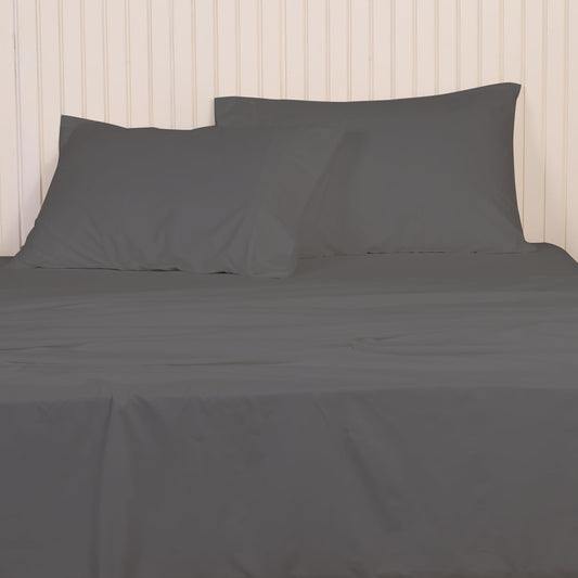 Seasons Cotton Linen Bedsheet for Double Bed with Pillow Cover, Light Grey