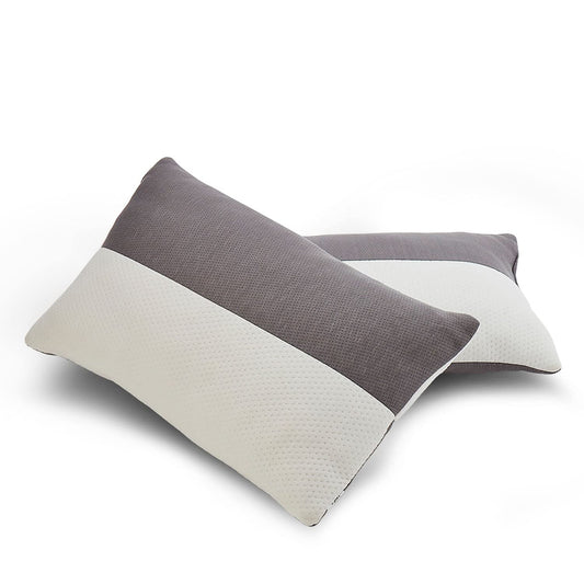 Seasons Fibre Sleeping Pillow with Zip,Set of 2 (White and Grey)