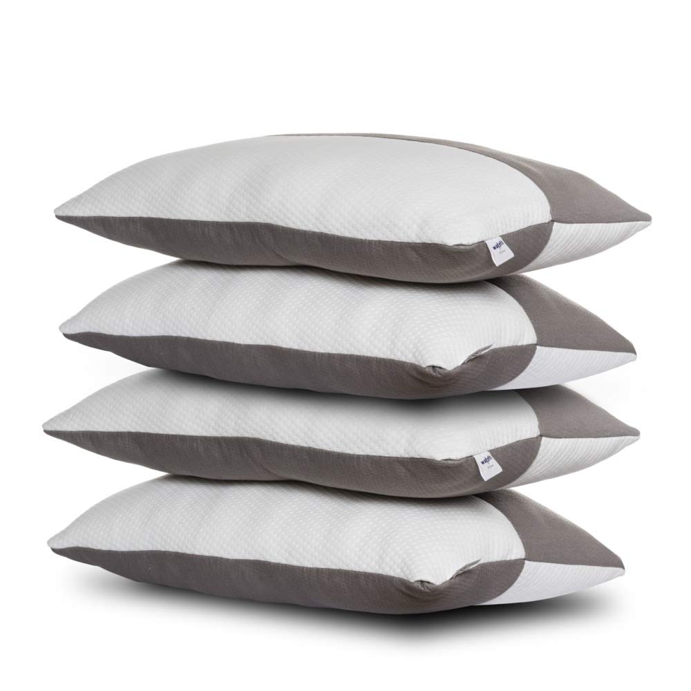 Seasons Fibre Sleeping Pillow with Zip,Set of 4 (White and Grey)