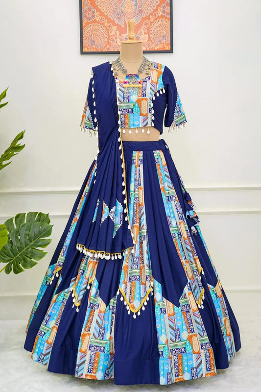 QRC-8085-Designer Beautiful Rayon With Kodi Lace Border Lehenga Choli