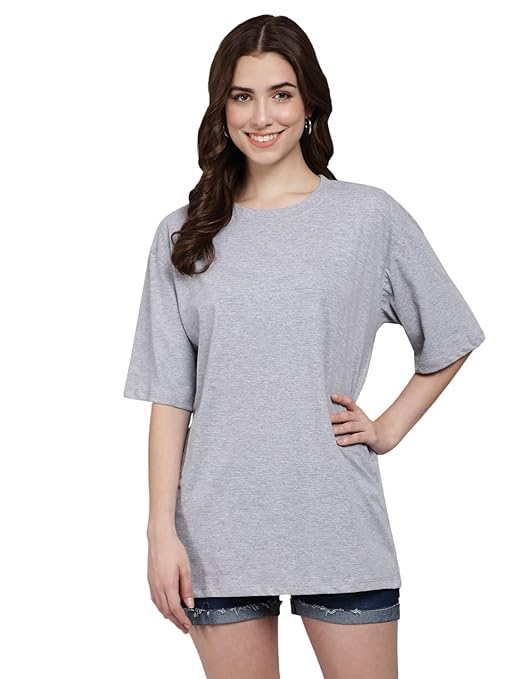 Classy Grey Casual Oversized Round Neck Tshirt