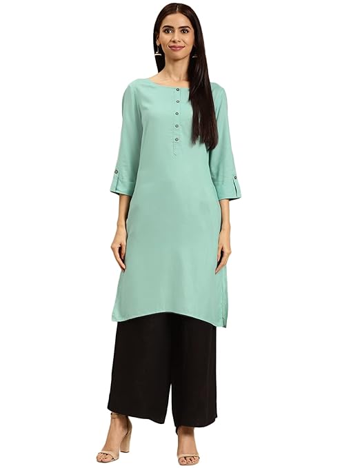 Best Blue Women Rayon Straight Kurti