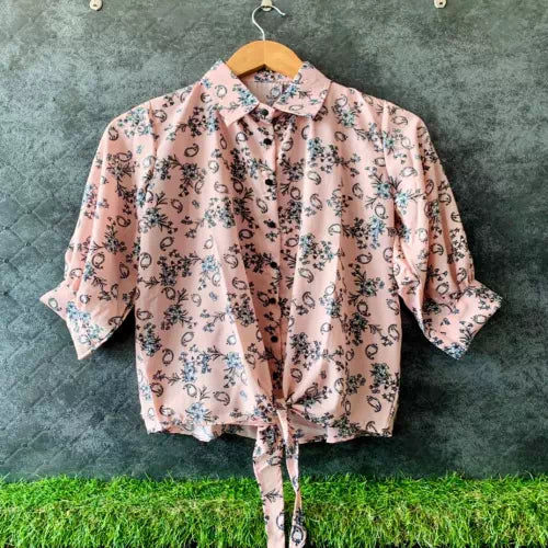 Special Multi Flower Small Print  Knot Pattern Shirt